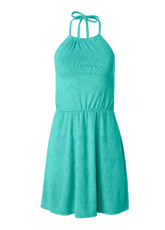 Terry halter mini dress - Turquoise