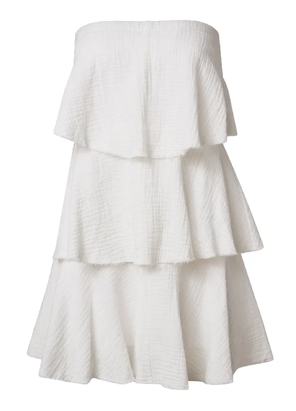 Tiered ruffle mini dress - White