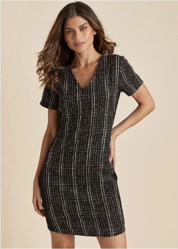 Tweed mini dress - Black Multi