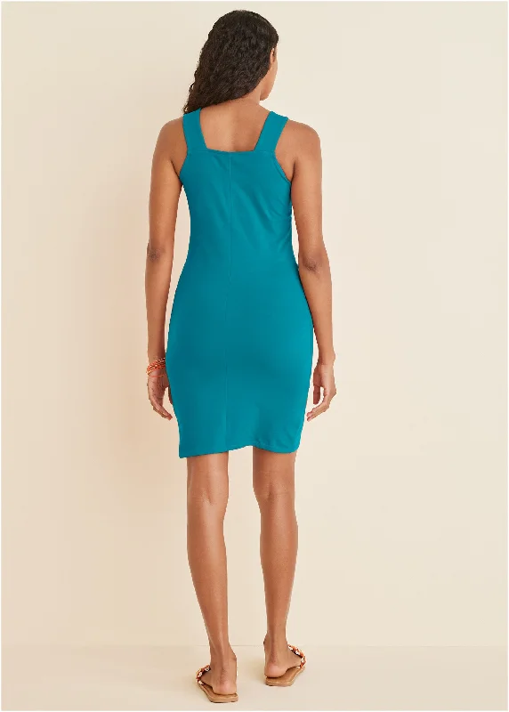 Square neck tank dress - Teal