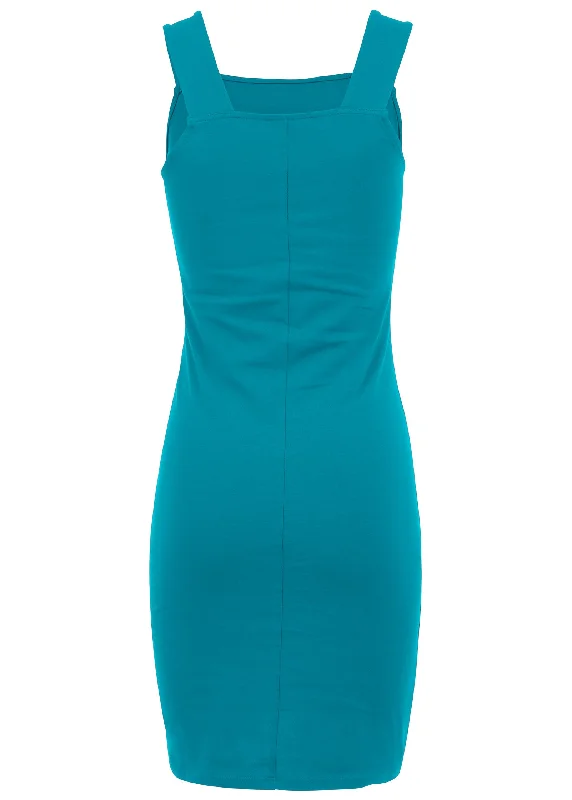 Square neck tank dress - Teal