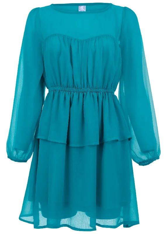 Sheer beauty mini dress - Teal