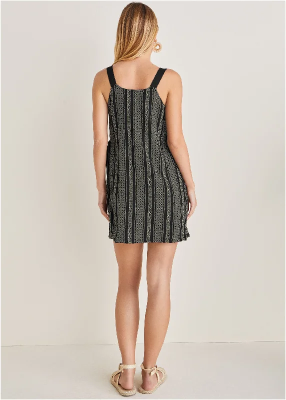 Jacquard wrap mini dress - Black Combo