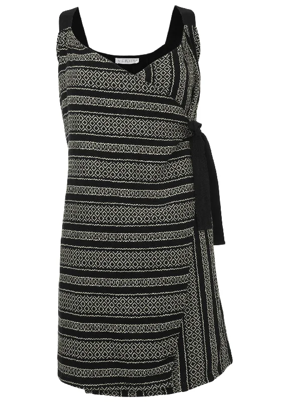 Jacquard wrap mini dress - Black Combo