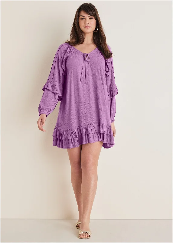 Ruffle Mini Dress - Purple