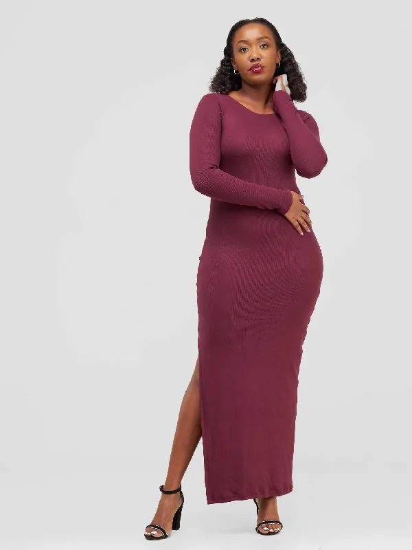 Zia Africa ""Made of Love"" Maxi Bodycon - Burgundy