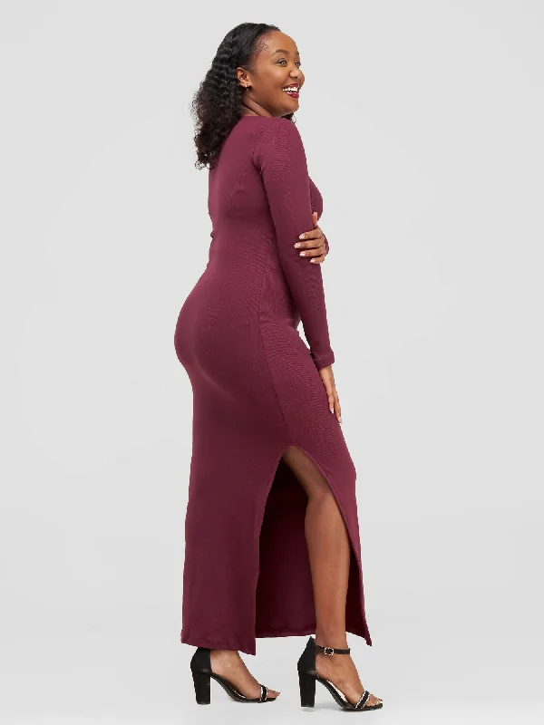 Zia Africa ""Made of Love"" Maxi Bodycon - Burgundy