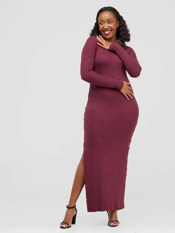 Zia Africa ""Made of Love"" Maxi Bodycon - Burgundy