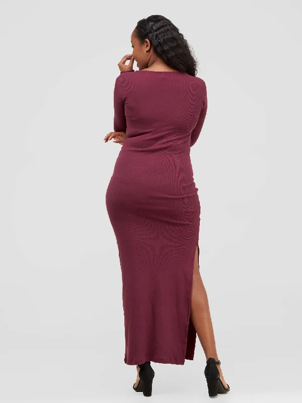 Zia Africa ""Made of Love"" Maxi Bodycon - Burgundy