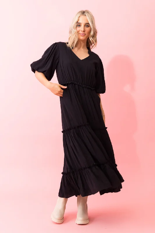 Amelia Cotton Maxi Dress Black