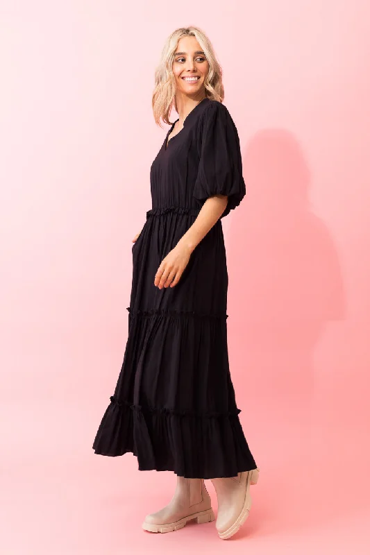 Amelia Cotton Maxi Dress Black