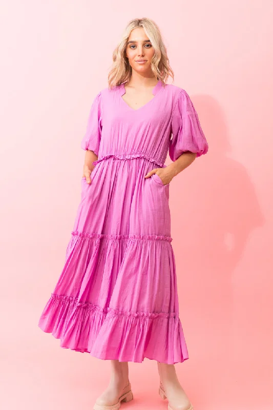 Amelia Cotton Maxi Dress Light Magenta