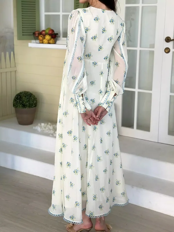 Blue Poppy Long Floral Dress