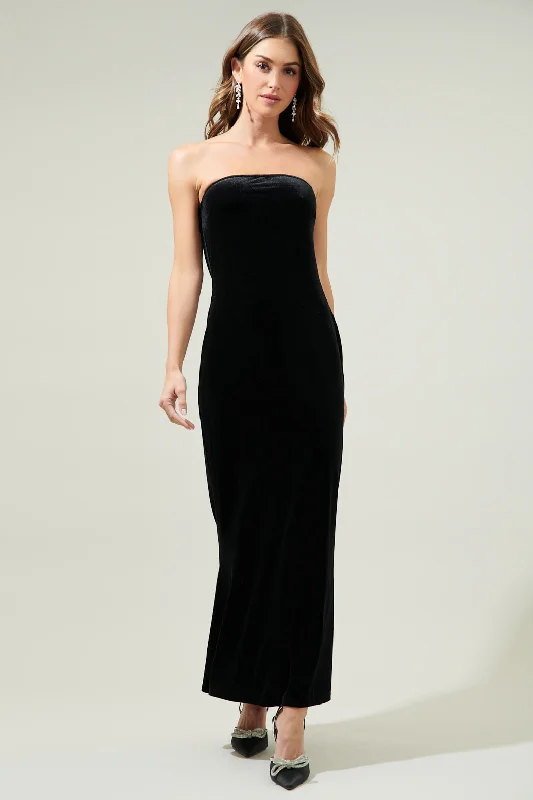 Dynamite Velvet Strapless Maxi Dress