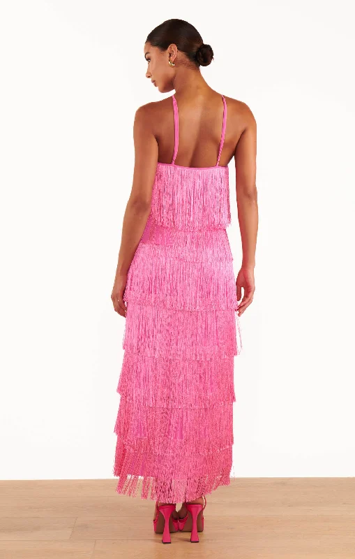 Gatsby Maxi Dress ~ Pink Fringe