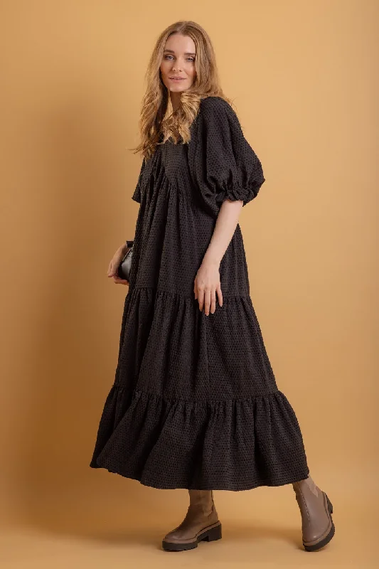 Heidi Maxi Dress Black Velvet Stripe