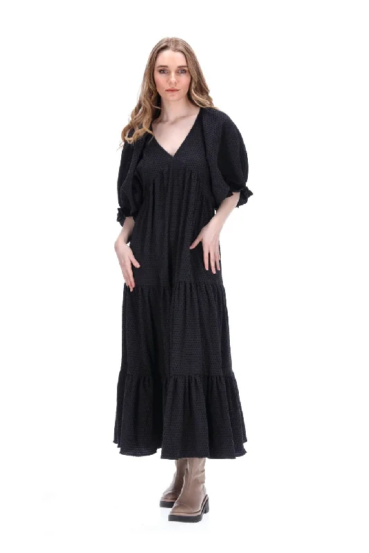 Heidi Maxi Dress Black Velvet Stripe