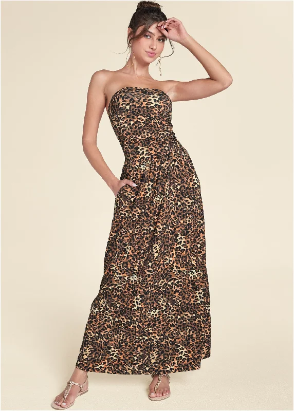 Printed maxi dress - Brown Multi