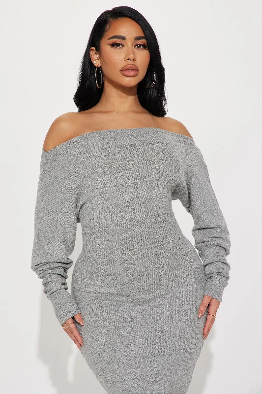 Keeping It Cozy Maxi Dress - Heather Grey