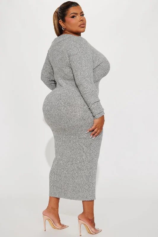 Keeping It Cozy Maxi Dress - Heather Grey