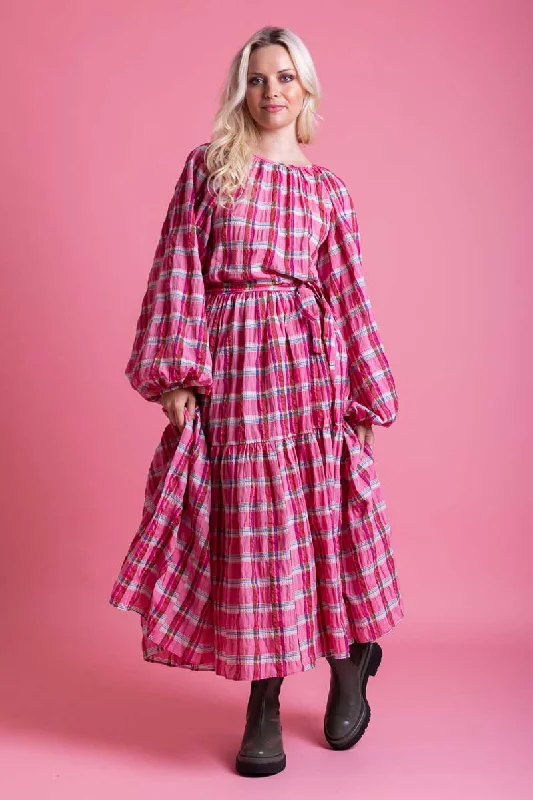 Leia Maxi Dress Rose Check