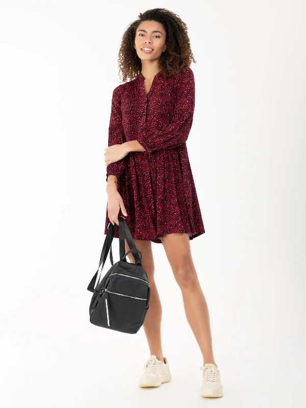 Penele Printed Viscose Shirt Dress, Red Animal