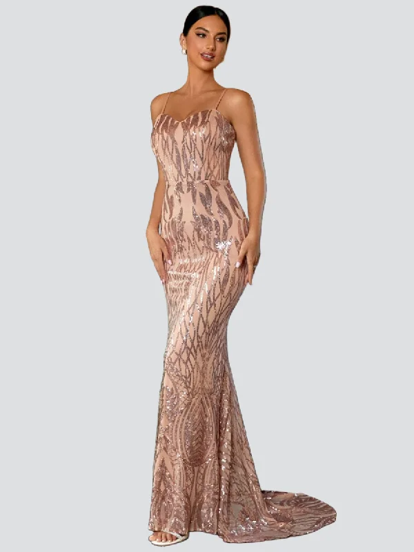 Spaghetti Mermaid Backless Evening Dress JMH3021