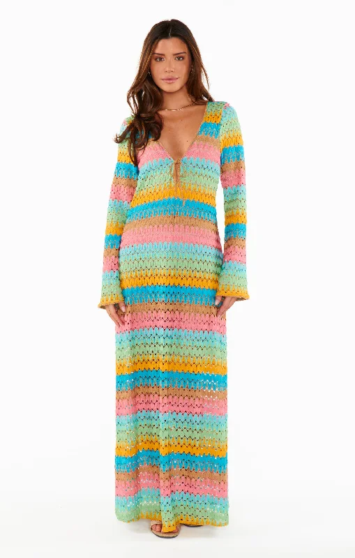 Vacay Coverup ~ Multi Stripe Crochet