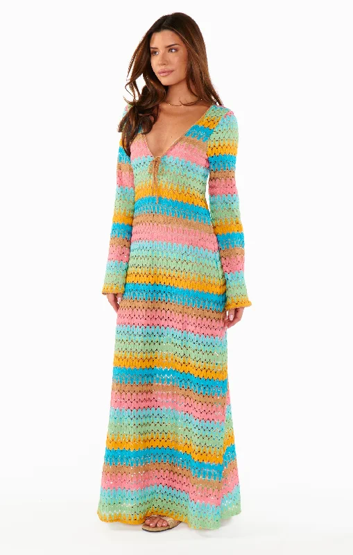 Vacay Coverup ~ Multi Stripe Crochet