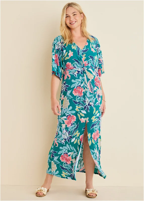 Twist Front Maxi Dress - Paradise Floral