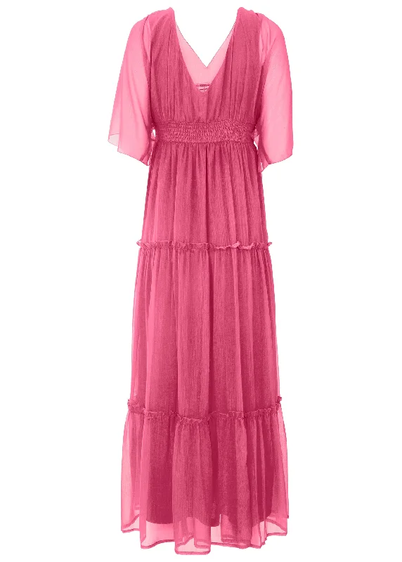 Flutter sleeve maxi dress - Hot Pink