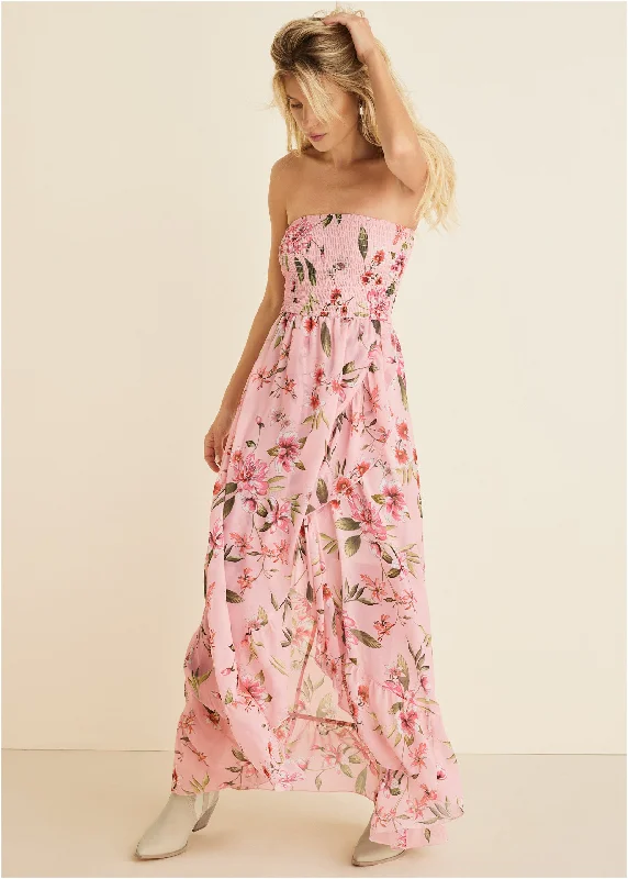 Strapless smocked dress - Ethereal Floral