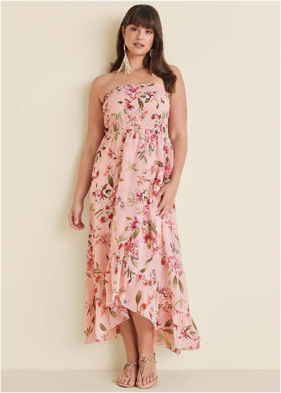 Strapless smocked dress - Ethereal Floral