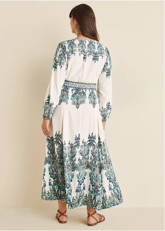 Tie-waist maxi dress - White Multi