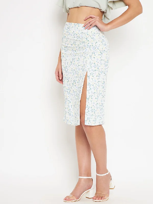 Camla Women White Floral Skirt