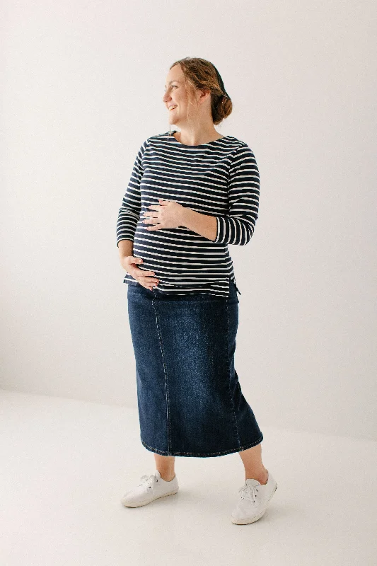 'Carla' Maternity Long Denim Skirt