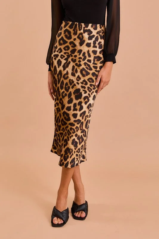 Waitlist 10/5 ♥ Delaney Leopard Print Midi Skirt Taupe