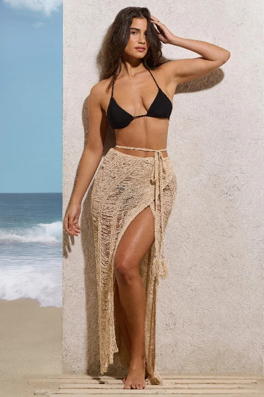 Havana | Sand Crochet Wrap Maxi Skirt