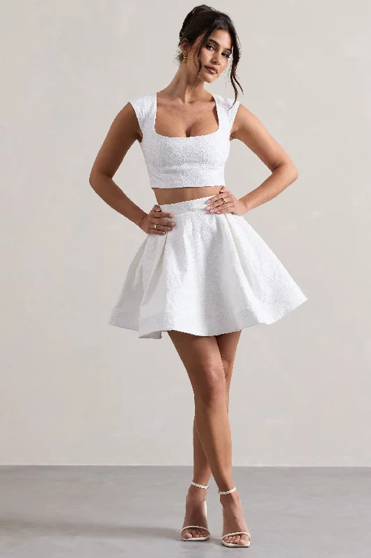 Jardanne | White Lace Skater Mini Skirt