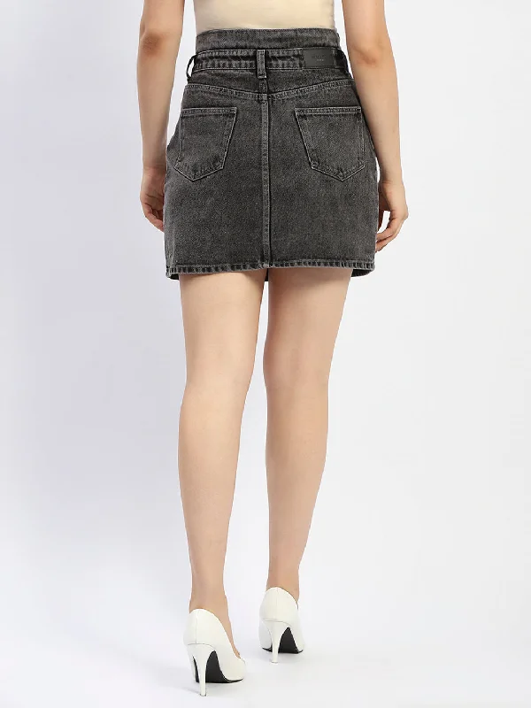 Madame Cotton Black Short Denim Skirt