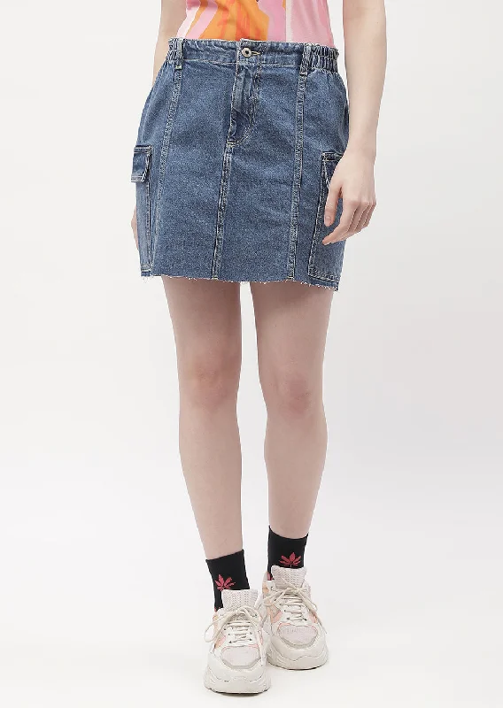 Madame Flap Pocket Blue Mini Skirt