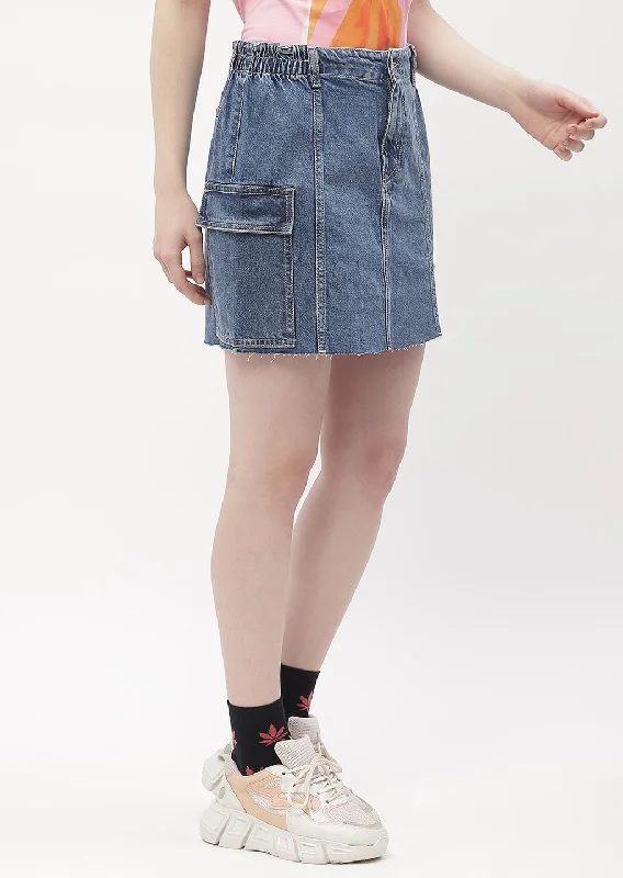 Madame Flap Pocket Blue Mini Skirt