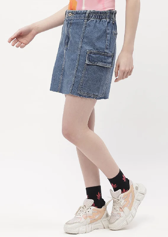 Madame Flap Pocket Blue Mini Skirt