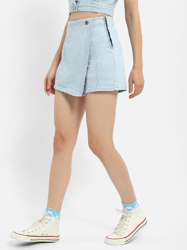 Madame Lightly Washed Blue Denim Skorts