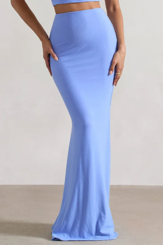 Neve | Blue Gathered Maxi Skirt