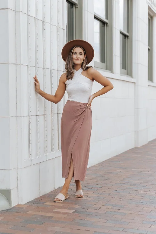 Pale Mauve Wrap Midi Skirt - FINAL SALE