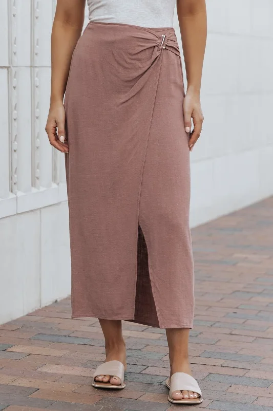 Pale Mauve Wrap Midi Skirt - FINAL SALE