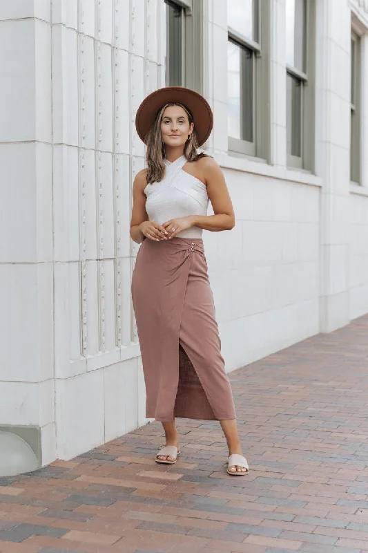 Pale Mauve Wrap Midi Skirt - FINAL SALE