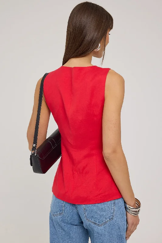 Perfect Stranger Rhodes Long Line Vest Red