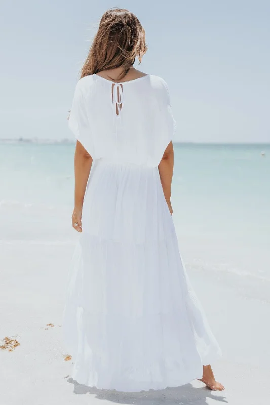 Sunrise Short Sleeve Top & Maxi Skirt White Set - FINAL SALE